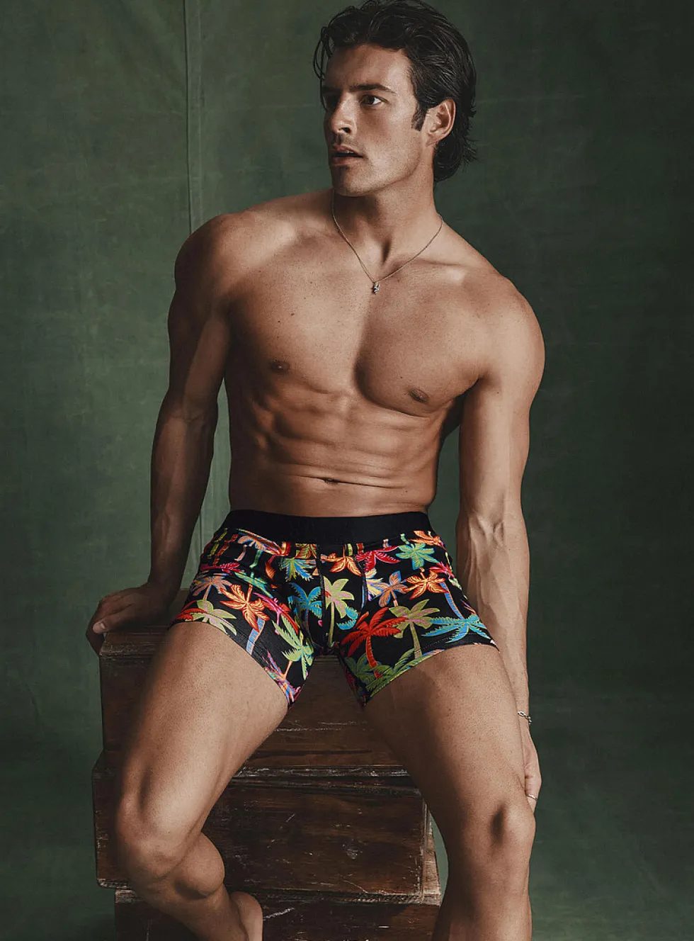 6" colourful palm tree boxer brief