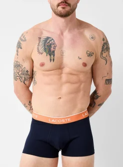 3" contrast-waist navy-blue trunks