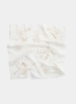 100% cotton floral embroidery scarf