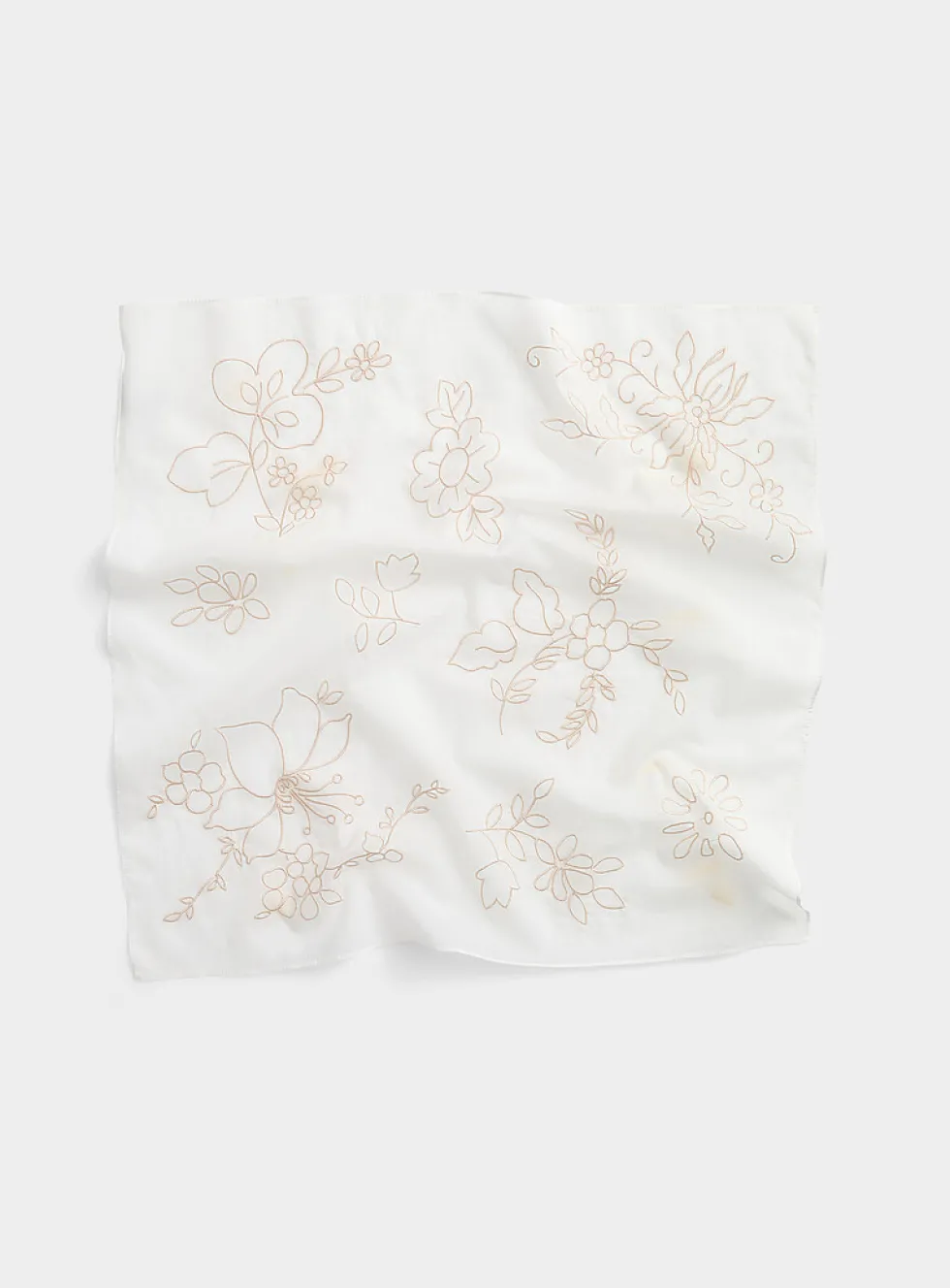 100% cotton floral embroidery scarf