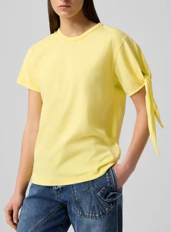 100% cotton knotted sleeve T-shirt