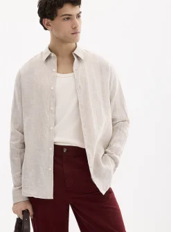 100% European linen long-sleeve shirt