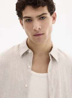100% European linen long-sleeve shirt