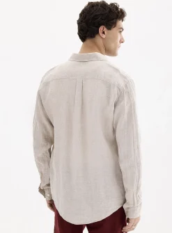 100% European linen long-sleeve shirt