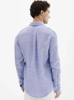 100% European linen long-sleeve shirt