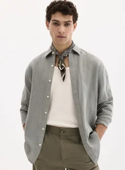 100% European linen long-sleeve shirt