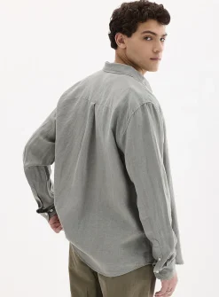 100% European linen long-sleeve shirt