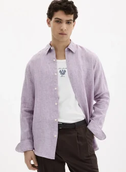 100% European linen long-sleeve shirt