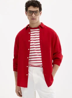 100% European linen long-sleeve shirt