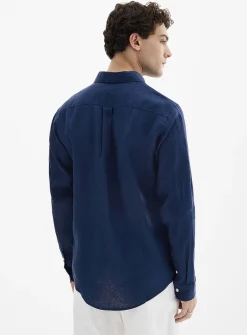 100% European linen long-sleeve shirt