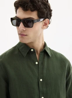 100% European linen long-sleeve shirt