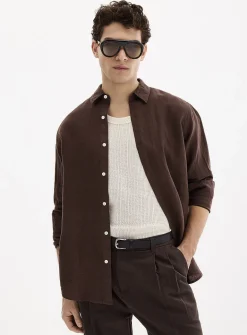 100% European linen long-sleeve shirt