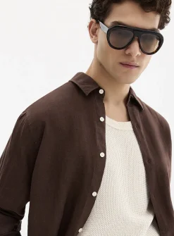 100% European linen long-sleeve shirt