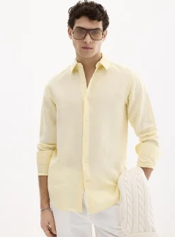 100% European linen long-sleeve shirt