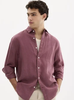 100% European linen long-sleeve shirt