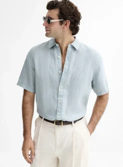 100% European linen short-sleeve shirt