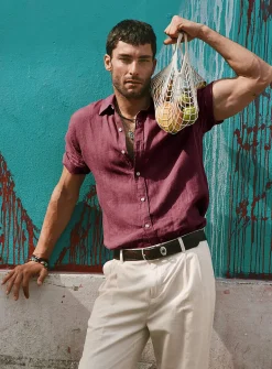 100% European linen short-sleeve shirt