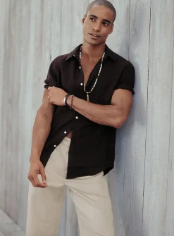 100% European linen short-sleeve shirt
