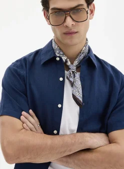 100% European linen short-sleeve shirt