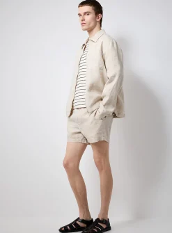 100% European linen zipped overshirt