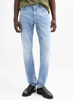 708 light-blue jean with worn details