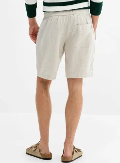 100% linen elastic-waist Bermudas