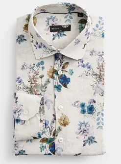 100% linen floral shirt