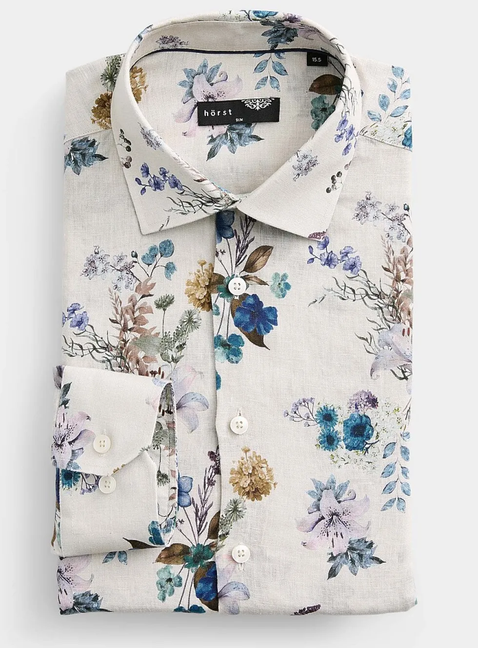 100% linen floral shirt