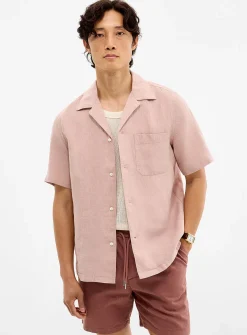 100% linen pastel camp shirt