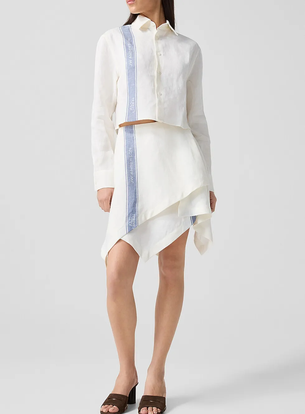 100% linen pointed-hem miniskirt
