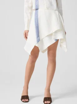 100% linen pointed-hem miniskirt