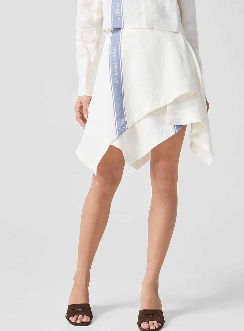 100% linen pointed-hem miniskirt