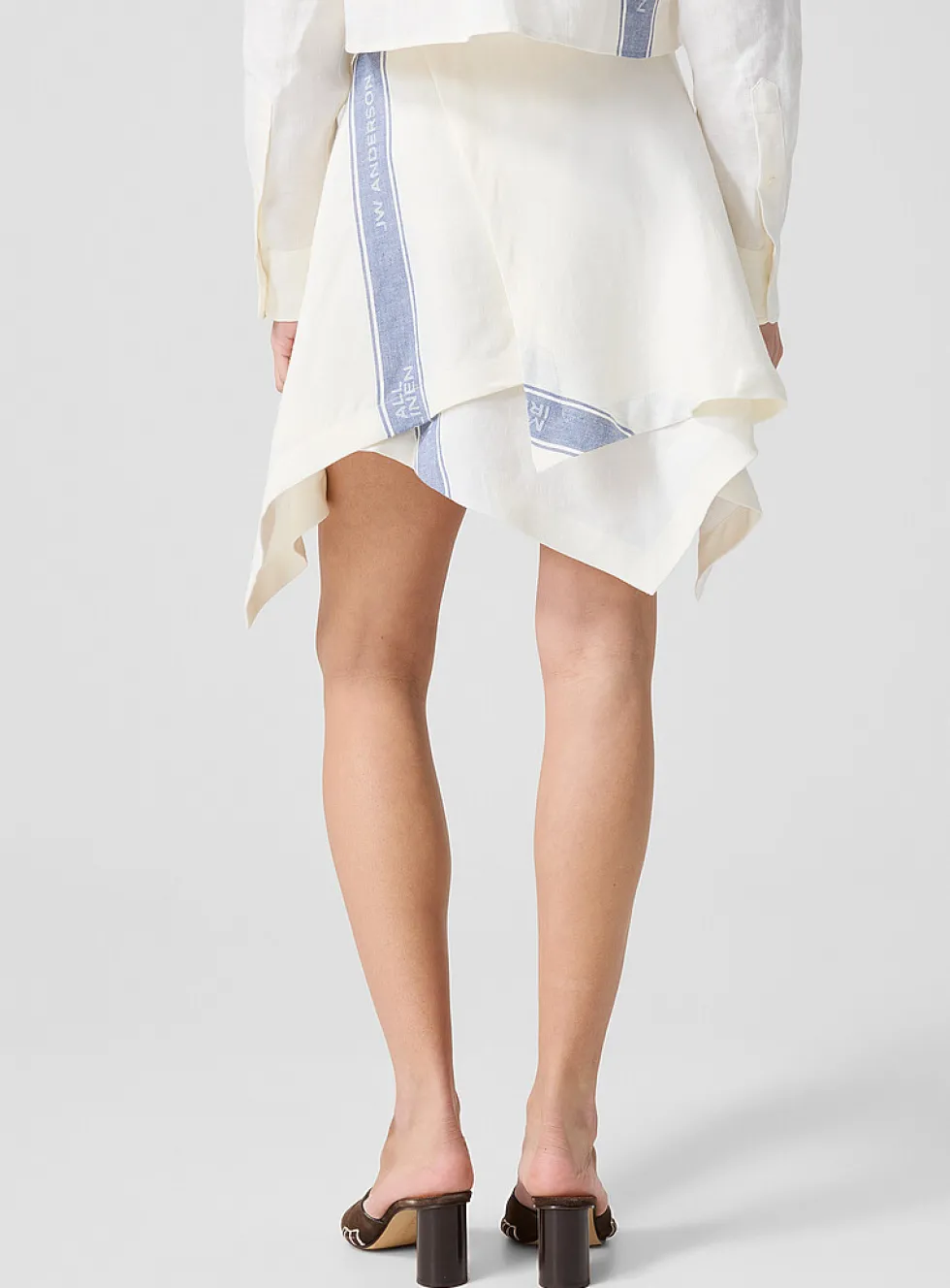 100% linen pointed-hem miniskirt