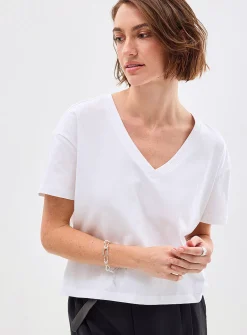 100% organic cotton boxy V-neck T-shirt