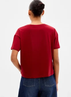 100% organic cotton boxy V-neck T-shirt