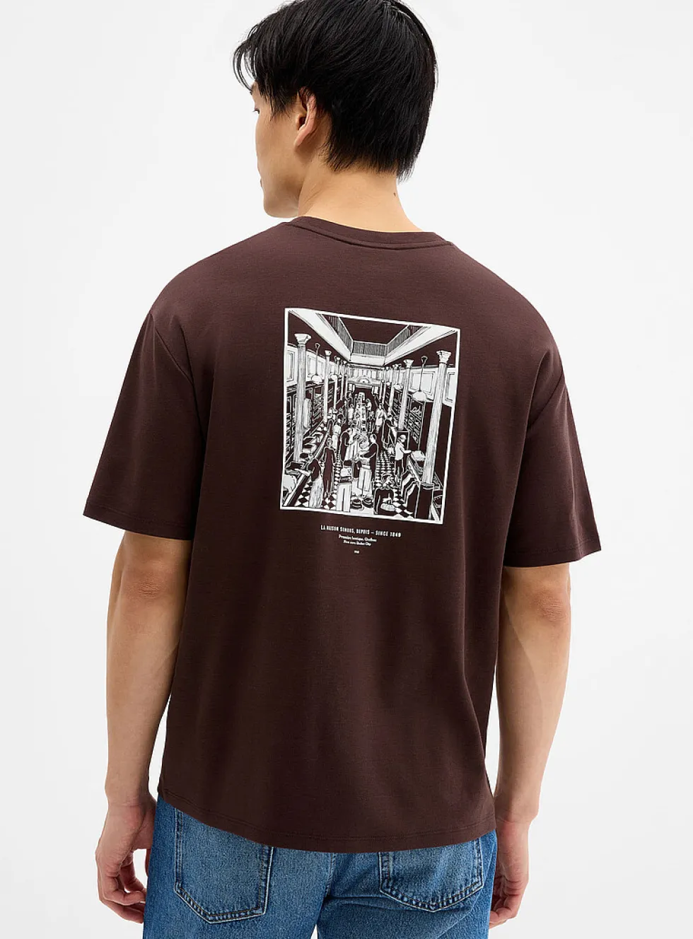 1840 print T-shirt