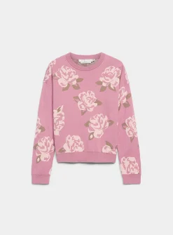 100% reprocessed cotton floral jacquard sweater