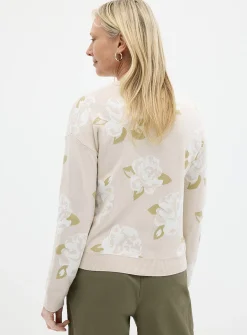 100% reprocessed cotton floral jacquard sweater