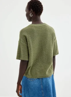100% reprocessed cotton textured sweater