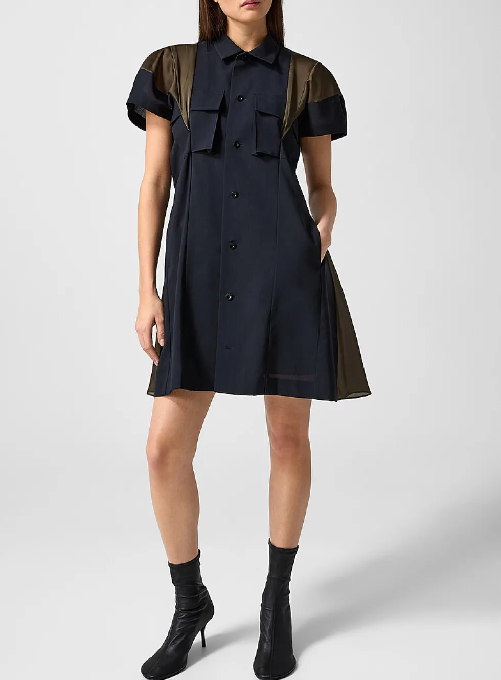 100% wool flared shirt dress