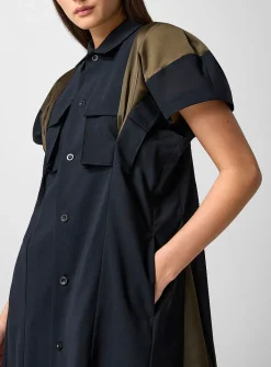 100% wool flared shirt dress