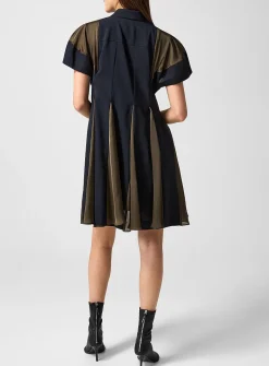 100% wool flared shirt dress