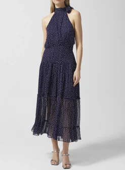 Abi polka dot scarf-neck chiffon dress