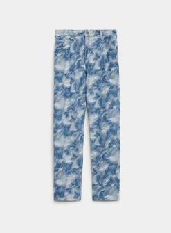 Abstract camouflage textured jean