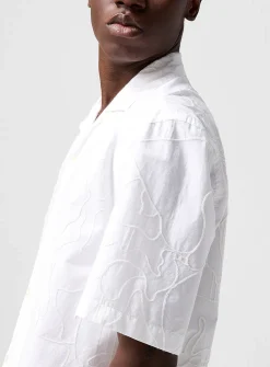 Abstract embroidery cabana shirt