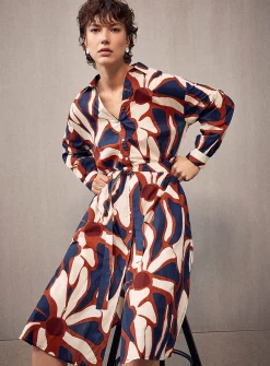 Abstract flowers voile shirtdress
