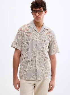 Abstract openwork crochet shirt