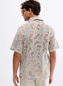 Abstract openwork crochet shirt