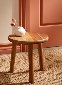 Acacia wood decorative stool
