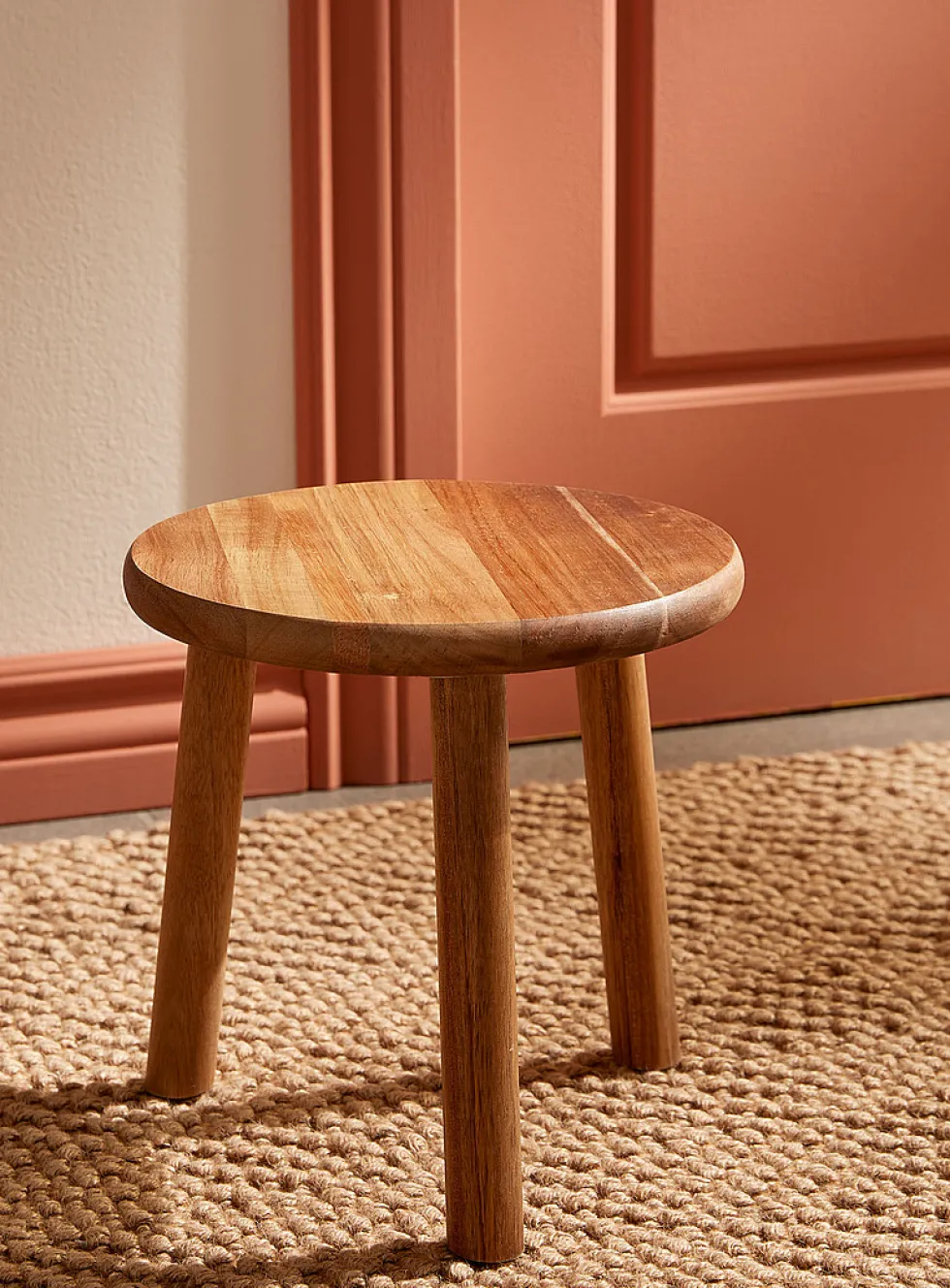 Acacia wood decorative stool